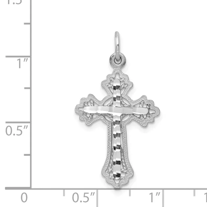 Qgold Charm Necklaces 10k White Gold 16 mm DiamondCut Cross Charm 118 grams Qgold Charm Necklaces 10k White Gold 16 mm DiamondCut Cross Charm 118 grams