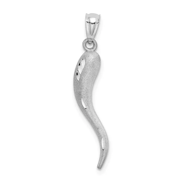 Qgold Charm Necklaces 10k White Gold 5 mm Solid DC Italian Horn Charm 171 grams Qgold Charm Necklaces 10k White Gold 5 mm Solid DC Italian Horn Charm 171 grams