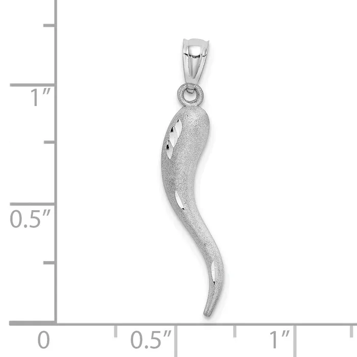 Qgold Charm Necklaces 10k White Gold 5 mm Solid DC Italian Horn Charm 171 grams Qgold Charm Necklaces 10k White Gold 5 mm Solid DC Italian Horn Charm 171 grams