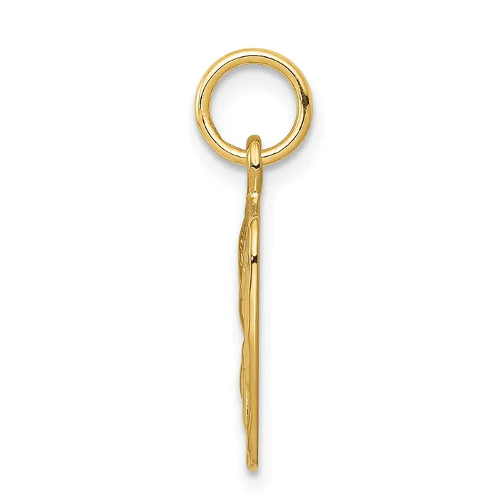 Qgold Charm Necklaces 10k Yellow Gold 13 mm Satin Diamond cut Angel Charm 167 grams Qgold Charm Necklaces 10k Yellow Gold 13 mm Satin Diamond cut Angel Charm 167 grams