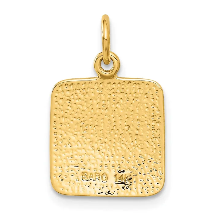Qgold Charm Necklaces 10k Yellow Gold 13 mm Satin Diamond cut Angel Charm 167 grams Qgold Charm Necklaces 10k Yellow Gold 13 mm Satin Diamond cut Angel Charm 167 grams