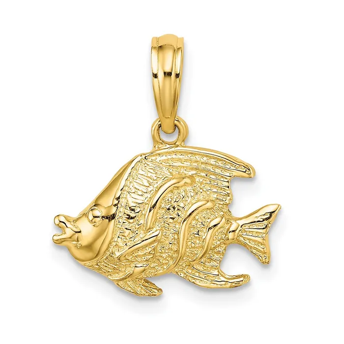 Qgold Charm Necklaces 10k Yellow Gold 1635 mm Polished Textured Fish Charm 096 grams Qgold Charm Necklaces 10k Yellow Gold 1635 mm Polished Textured Fish Charm 096 grams
