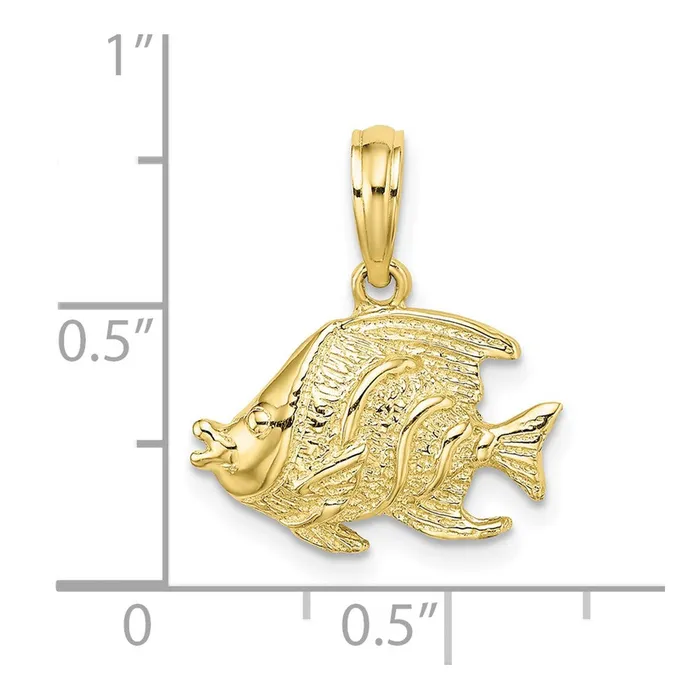 Qgold Charm Necklaces 10k Yellow Gold 1635 mm Polished Textured Fish Charm 096 grams Qgold Charm Necklaces 10k Yellow Gold 1635 mm Polished Textured Fish Charm 096 grams