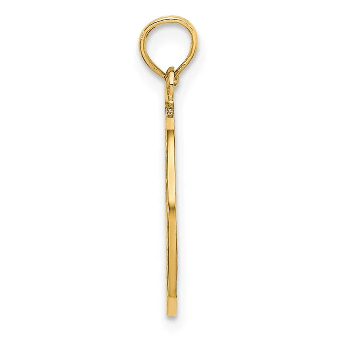 Qgold Charm Necklaces 10k Yellow Gold 16 mm Flat Textured Peace Sign Charm 084 grams Qgold Charm Necklaces 10k Yellow Gold 16 mm Flat Textured Peace Sign Charm 084 grams