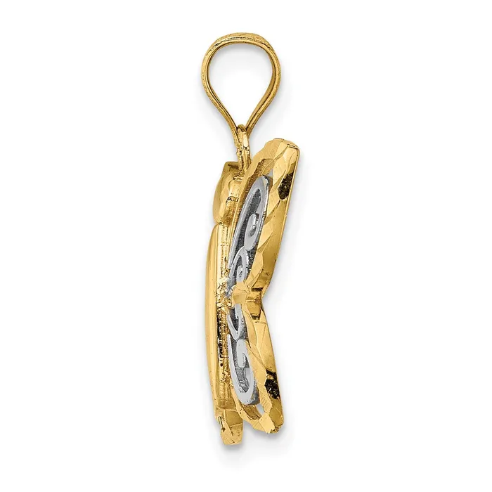 Qgold Charm Necklaces 10k Yellow wRhodium 186 mm DC Butterfly Charm 123 grams Qgold Charm Necklaces 10k Yellow wRhodium 186 mm DC Butterfly Charm 123 grams
