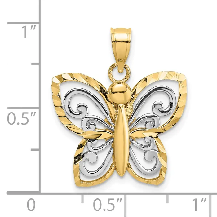 Qgold Charm Necklaces 10k Yellow wRhodium 186 mm DC Butterfly Charm 123 grams Qgold Charm Necklaces 10k Yellow wRhodium 186 mm DC Butterfly Charm 123 grams