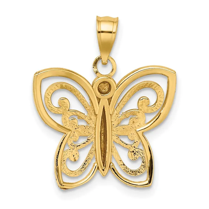 Qgold Charm Necklaces 10k Yellow wRhodium 186 mm DC Butterfly Charm 123 grams Qgold Charm Necklaces 10k Yellow wRhodium 186 mm DC Butterfly Charm 123 grams