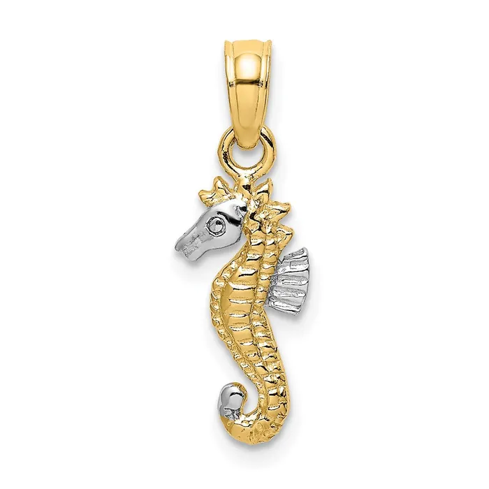 Qgold Charm Necklaces 10k Yellow wRhodium 63 mm 2D Seahorse Charm 053 grams Qgold Charm Necklaces 10k Yellow wRhodium 63 mm 2D Seahorse Charm 053 grams