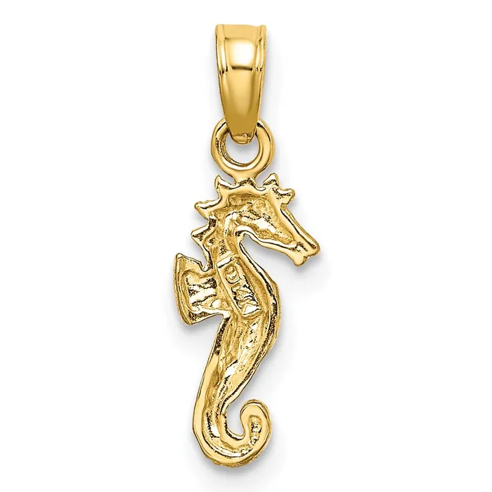 Qgold Charm Necklaces 10k Yellow wRhodium 63 mm 2D Seahorse Charm 053 grams Qgold Charm Necklaces 10k Yellow wRhodium 63 mm 2D Seahorse Charm 053 grams