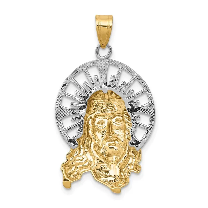 Qgold Charm Necklaces 14k TriColor 20 mm Tricolor Diamondcut Christ Charm 285 grams Qgold Charm Necklaces 14k TriColor 20 mm Tricolor Diamondcut Christ Charm 285 grams