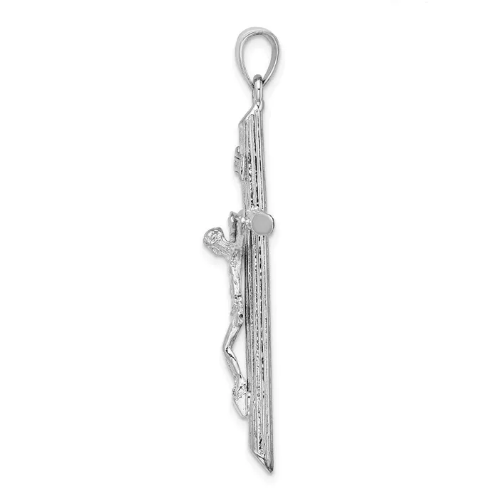 Qgold Charm Necklaces 14k White Gold 24 mm Textured Crucifix Charm 404 grams Qgold Charm Necklaces 14k White Gold 24 mm Textured Crucifix Charm 404 grams