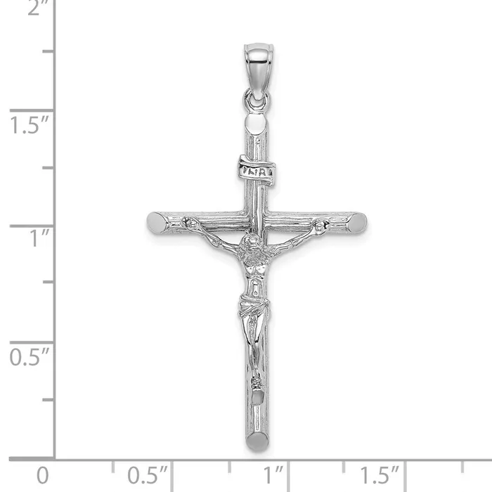 Qgold Charm Necklaces 14k White Gold 24 mm Textured Crucifix Charm 404 grams Qgold Charm Necklaces 14k White Gold 24 mm Textured Crucifix Charm 404 grams