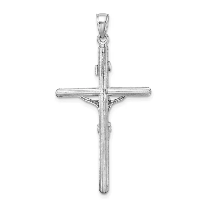 Qgold Charm Necklaces 14k White Gold 24 mm Textured Crucifix Charm 404 grams Qgold Charm Necklaces 14k White Gold 24 mm Textured Crucifix Charm 404 grams