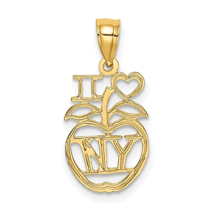 Qgold Charm Necklaces 14k Yellow Gold 106 mm I HEART NY Apple Charm 052 grams Qgold Charm Necklaces 14k Yellow Gold 106 mm I HEART NY Apple Charm 052 grams