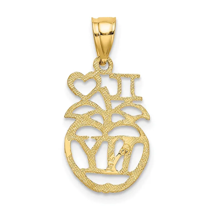 Qgold Charm Necklaces 14k Yellow Gold 106 mm I HEART NY Apple Charm 052 grams Qgold Charm Necklaces 14k Yellow Gold 106 mm I HEART NY Apple Charm 052 grams