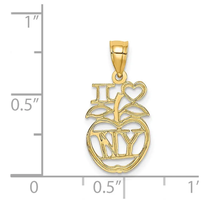 Qgold Charm Necklaces 14k Yellow Gold 106 mm I HEART NY Apple Charm 052 grams Qgold Charm Necklaces 14k Yellow Gold 106 mm I HEART NY Apple Charm 052 grams