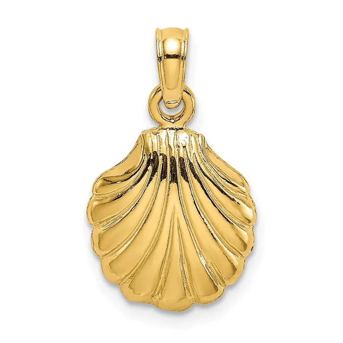 Qgold Charm Necklaces 14k Yellow Gold 1105 mm Polished Scallop Shell Charm 106 grams Qgold Charm Necklaces 14k Yellow Gold 1105 mm Polished Scallop Shell Charm 106 grams