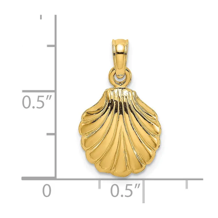 Qgold Charm Necklaces 14k Yellow Gold 1105 mm Polished Scallop Shell Charm 106 grams Qgold Charm Necklaces 14k Yellow Gold 1105 mm Polished Scallop Shell Charm 106 grams