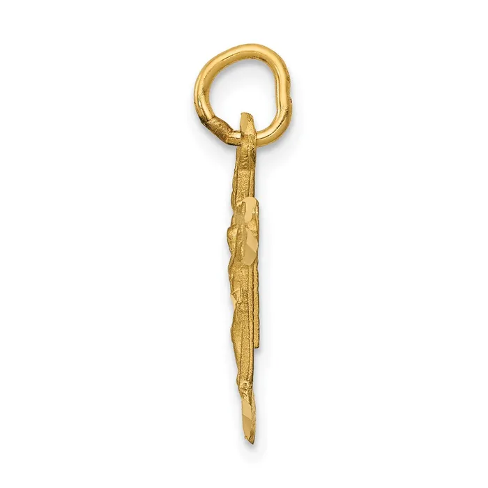 Qgold Charm Necklaces 14k Yellow Gold 12 mm INRI Diamondcut Jesus Crucifix Charm 064 grams Qgold Charm Necklaces 14k Yellow Gold 12 mm INRI Diamondcut Jesus Crucifix Charm 064 grams