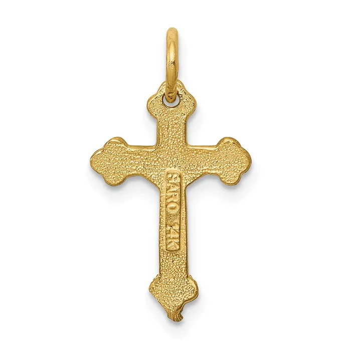 Qgold Charm Necklaces 14k Yellow Gold 12 mm INRI Diamondcut Jesus Crucifix Charm 064 grams Qgold Charm Necklaces 14k Yellow Gold 12 mm INRI Diamondcut Jesus Crucifix Charm 064 grams