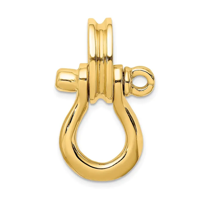 Qgold Charm Necklaces 14k Yellow Gold 1695 mm 3D Large Shackle W Pulley Bail Charm 833 grams Qgold Charm Necklaces 14k Yellow Gold 1695 mm 3D Large Shackle W Pulley Bail Charm 833 grams