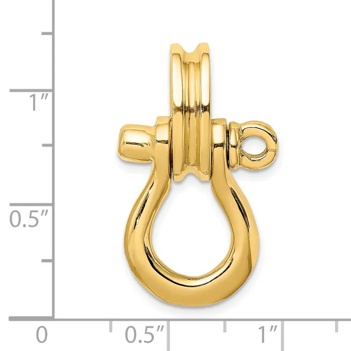 Qgold Charm Necklaces 14k Yellow Gold 1695 mm 3D Large Shackle W Pulley Bail Charm 833 grams Qgold Charm Necklaces 14k Yellow Gold 1695 mm 3D Large Shackle W Pulley Bail Charm 833 grams