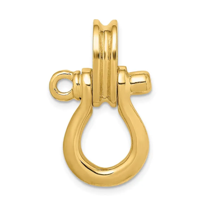 Qgold Charm Necklaces 14k Yellow Gold 1695 mm 3D Large Shackle W Pulley Bail Charm 833 grams Qgold Charm Necklaces 14k Yellow Gold 1695 mm 3D Large Shackle W Pulley Bail Charm 833 grams