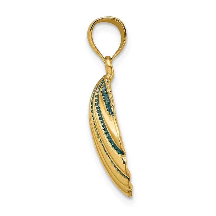 Qgold Charm Necklaces 14k Yellow Gold 17 mm Blue Enamel Scallop Shell Charm 263 grams Qgold Charm Necklaces 14k Yellow Gold 17 mm Blue Enamel Scallop Shell Charm 263 grams