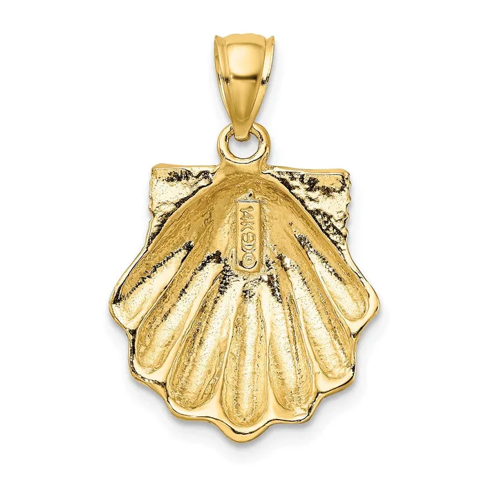 Qgold Charm Necklaces 14k Yellow Gold 17 mm Blue Enamel Scallop Shell Charm 263 grams Qgold Charm Necklaces 14k Yellow Gold 17 mm Blue Enamel Scallop Shell Charm 263 grams