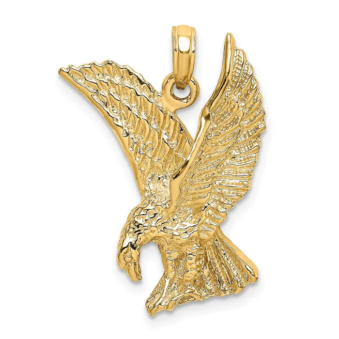 Qgold Charm Necklaces 14k Yellow Gold 185 mm Eagle Landing wWings Up Charm 465 grams Qgold Charm Necklaces 14k Yellow Gold 185 mm Eagle Landing wWings Up Charm 465 grams