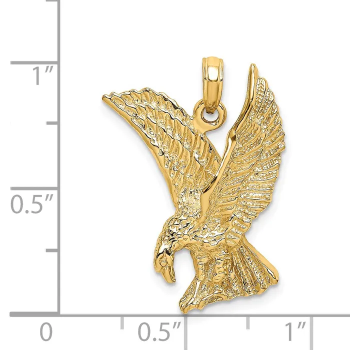 Qgold Charm Necklaces 14k Yellow Gold 185 mm Eagle Landing wWings Up Charm 465 grams Qgold Charm Necklaces 14k Yellow Gold 185 mm Eagle Landing wWings Up Charm 465 grams