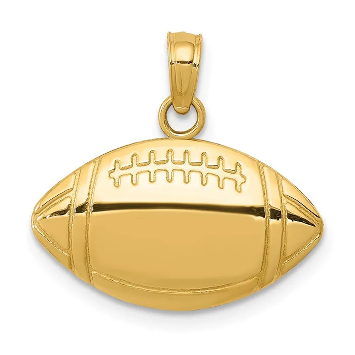 Qgold Charm Necklaces 14k Yellow Gold 18 mm Football Charm 117 grams