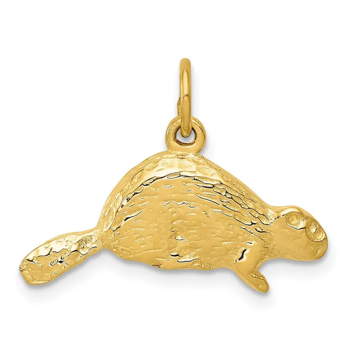 Qgold Charm Necklaces 14k Yellow Gold 22 mm Beaver Charm 158 grams