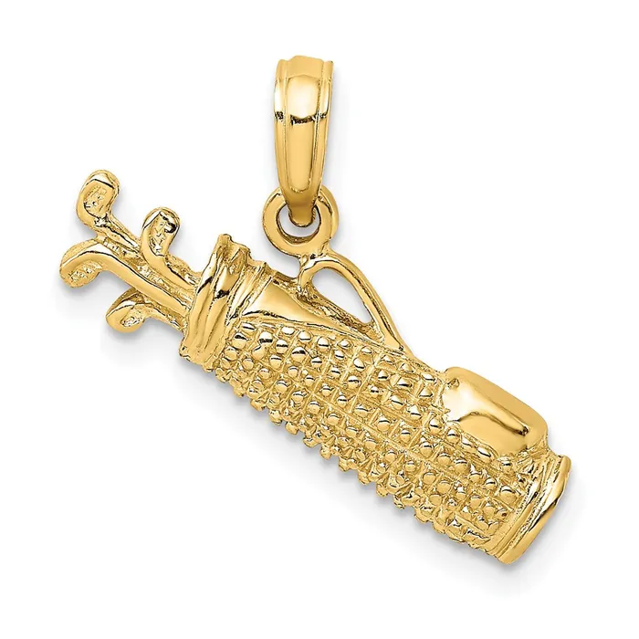 Qgold Charm Necklaces 14k Yellow Gold 22 mm Golf Bag Charm 149 grams