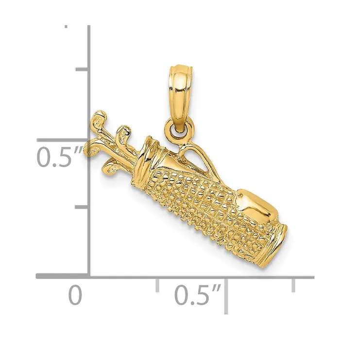 Qgold Charm Necklaces 14k Yellow Gold 22 mm Golf Bag Charm 149 grams Qgold Charm Necklaces 14k Yellow Gold 22 mm Golf Bag Charm 149 grams