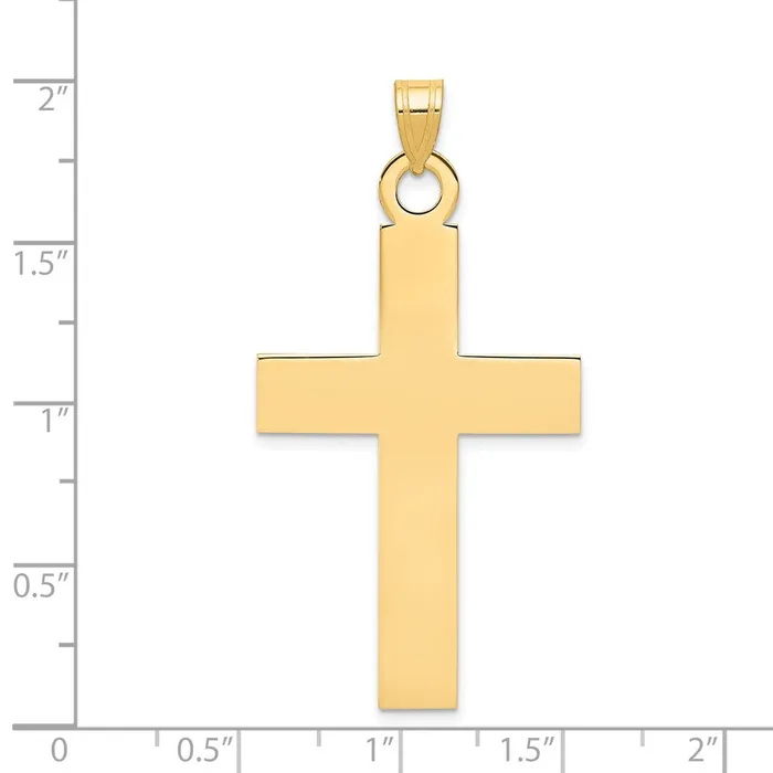 Qgold Charm Necklaces 14k Yellow Gold 25 mm Polished Cross Charm 314 grams