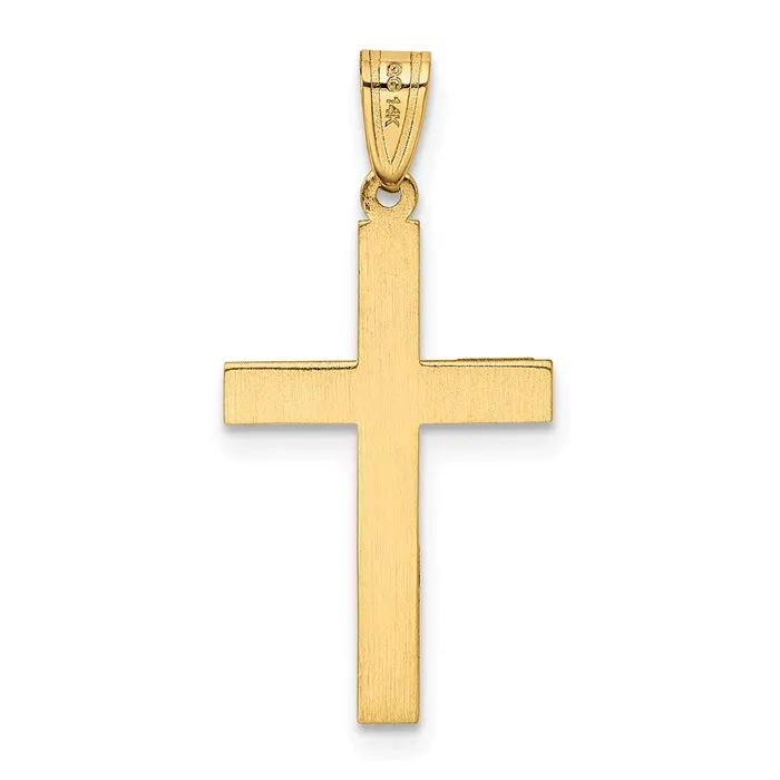 Qgold Charm Necklaces 14k Yellow Gold 25 mm Polished Cross Charm 314 grams