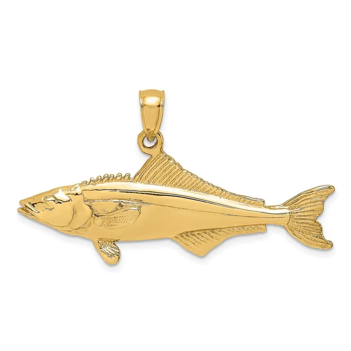 Qgold Charm Necklaces 14k Yellow Gold 411 mm 3D Polished Cobia Fish Charm 646 grams Qgold Charm Necklaces 14k Yellow Gold 411 mm 3D Polished Cobia Fish Charm 646 grams