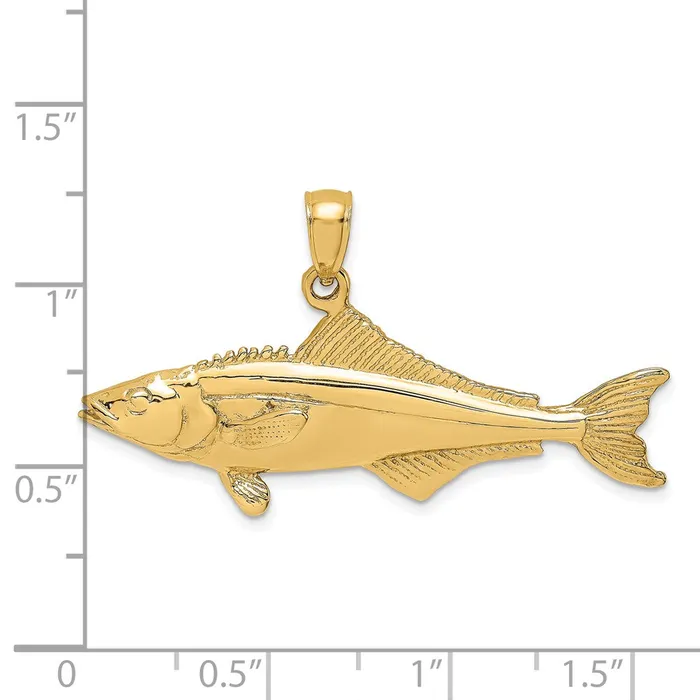 Qgold Charm Necklaces 14k Yellow Gold 411 mm 3D Polished Cobia Fish Charm 646 grams Qgold Charm Necklaces 14k Yellow Gold 411 mm 3D Polished Cobia Fish Charm 646 grams
