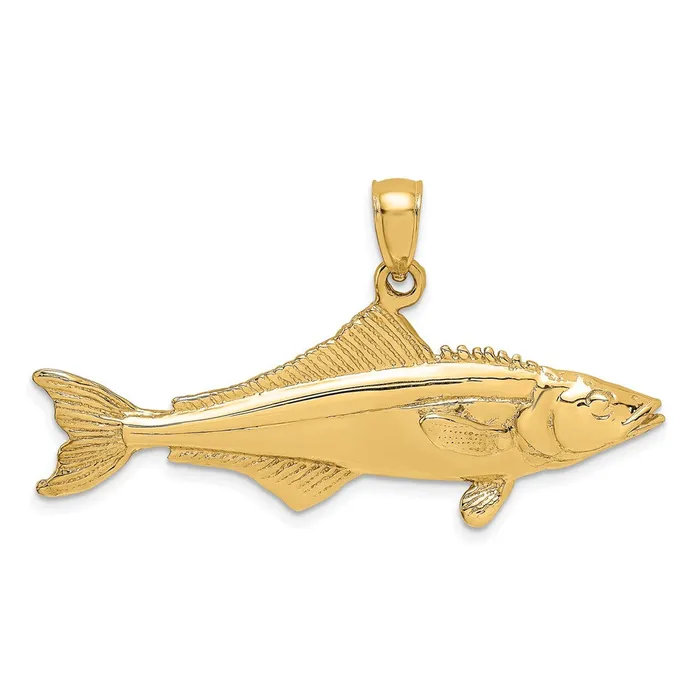 Qgold Charm Necklaces 14k Yellow Gold 411 mm 3D Polished Cobia Fish Charm 646 grams Qgold Charm Necklaces 14k Yellow Gold 411 mm 3D Polished Cobia Fish Charm 646 grams