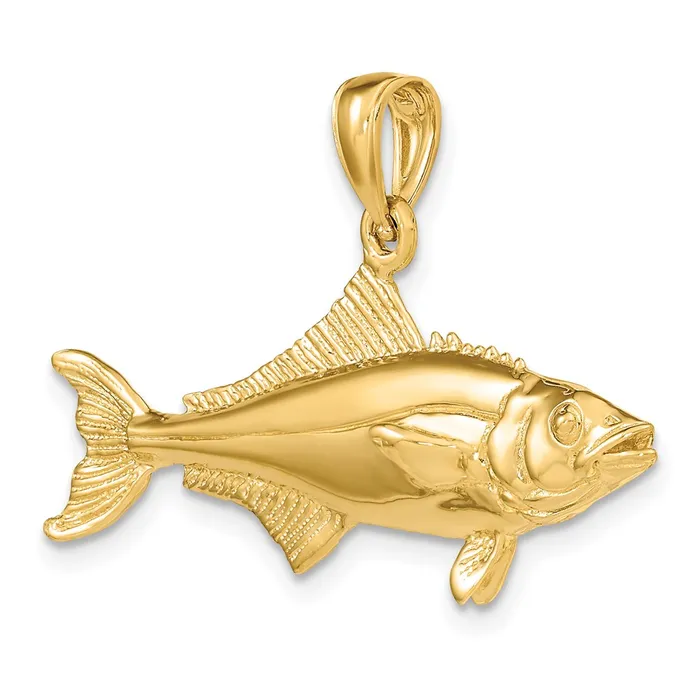 Qgold Charm Necklaces 14k Yellow Gold 411 mm 3D Polished Cobia Fish Charm 646 grams Qgold Charm Necklaces 14k Yellow Gold 411 mm 3D Polished Cobia Fish Charm 646 grams