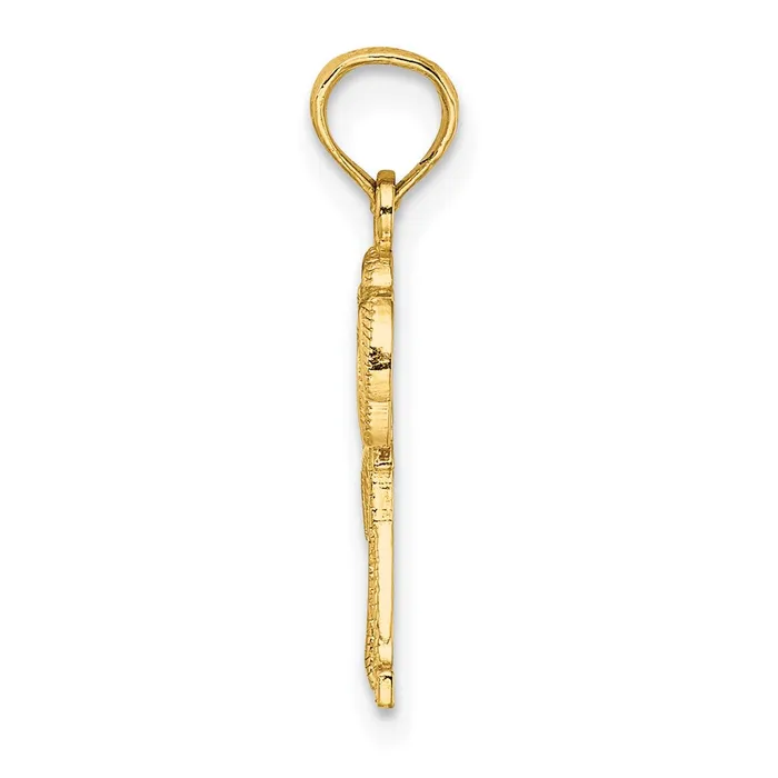 Qgold Charm Necklaces 14k Yellow Gold 905 mm Textured Double Palm Tree Charm 065 grams Qgold Charm Necklaces 14k Yellow Gold 905 mm Textured Double Palm Tree Charm 065 grams