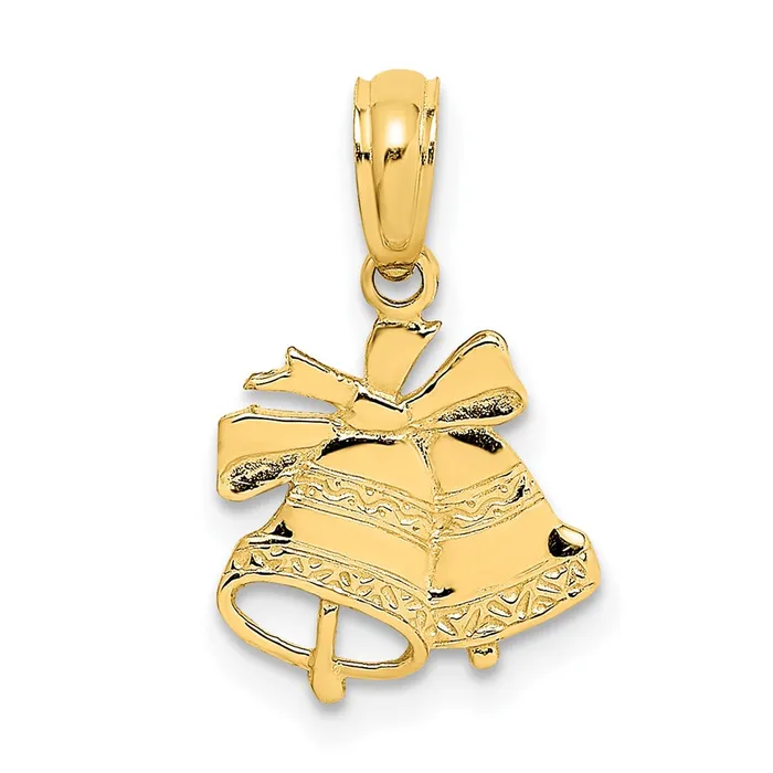 Qgold Necklaces 10k Yellow Gold 104 mm Polished Christmas Bells Pendant 043 grams Qgold Necklaces 10k Yellow Gold 104 mm Polished Christmas Bells Pendant 043 grams