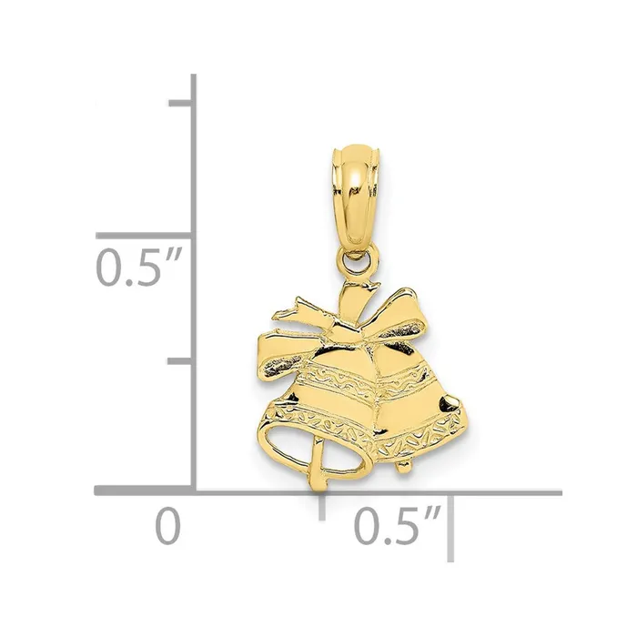 Qgold Necklaces 10k Yellow Gold 104 mm Polished Christmas Bells Pendant 043 grams Qgold Necklaces 10k Yellow Gold 104 mm Polished Christmas Bells Pendant 043 grams