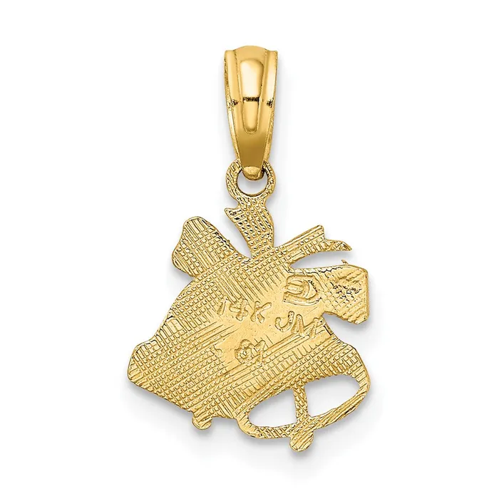 Qgold Necklaces 10k Yellow Gold 104 mm Polished Christmas Bells Pendant 043 grams Qgold Necklaces 10k Yellow Gold 104 mm Polished Christmas Bells Pendant 043 grams