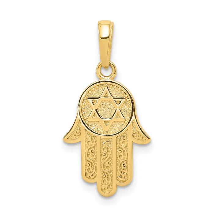 Qgold Necklaces 10k Yellow Gold 12 mm Hamsa WStar Of David Pendant 129 grams Qgold Necklaces 10k Yellow Gold 12 mm Hamsa WStar Of David Pendant 129 grams