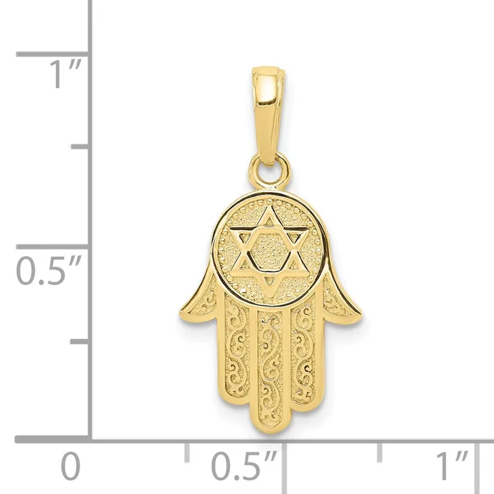 Qgold Necklaces 10k Yellow Gold 12 mm Hamsa WStar Of David Pendant 129 grams Qgold Necklaces 10k Yellow Gold 12 mm Hamsa WStar Of David Pendant 129 grams