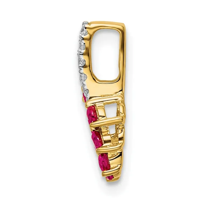 Qgold Necklaces 14k Ruby and Diamond Leaf Pendant 05 grams Qgold Necklaces 14k Ruby and Diamond Leaf Pendant 05 grams