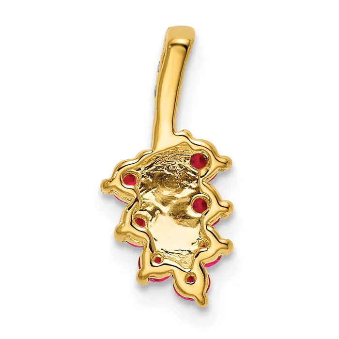 Qgold Necklaces 14k Ruby and Diamond Leaf Pendant 05 grams Qgold Necklaces 14k Ruby and Diamond Leaf Pendant 05 grams