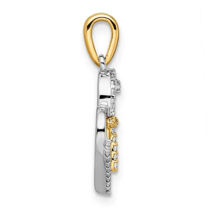 Qgold Necklaces 14k Twotone 1255 mm Heart with Cross Diamond Pendant 114 grams Qgold Necklaces 14k Twotone 1255 mm Heart with Cross Diamond Pendant 114 grams